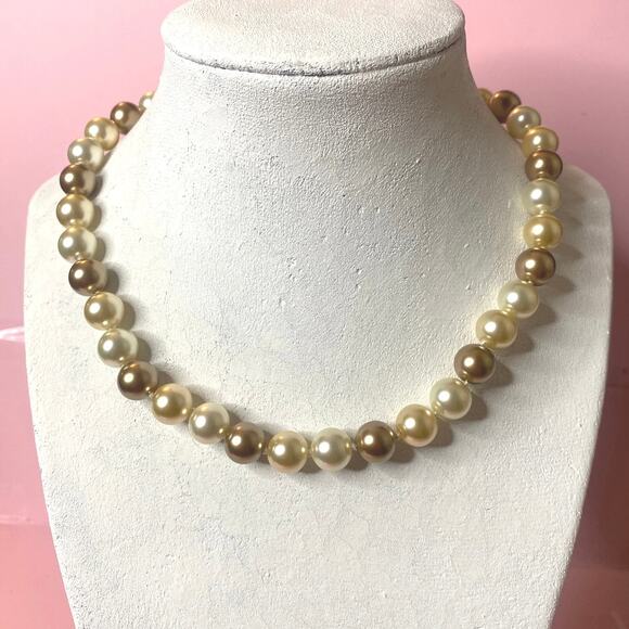Misaki Three-Tone Pearl Necklace w/ Original Box, No Stud Earrings Included - Picture 3 of 4